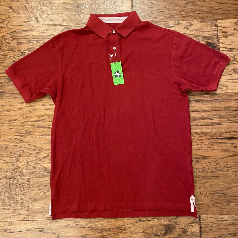 Bristol & Bull Polo Shirt Mens 2XL Red Pique Knit Short Sleeve Casual New